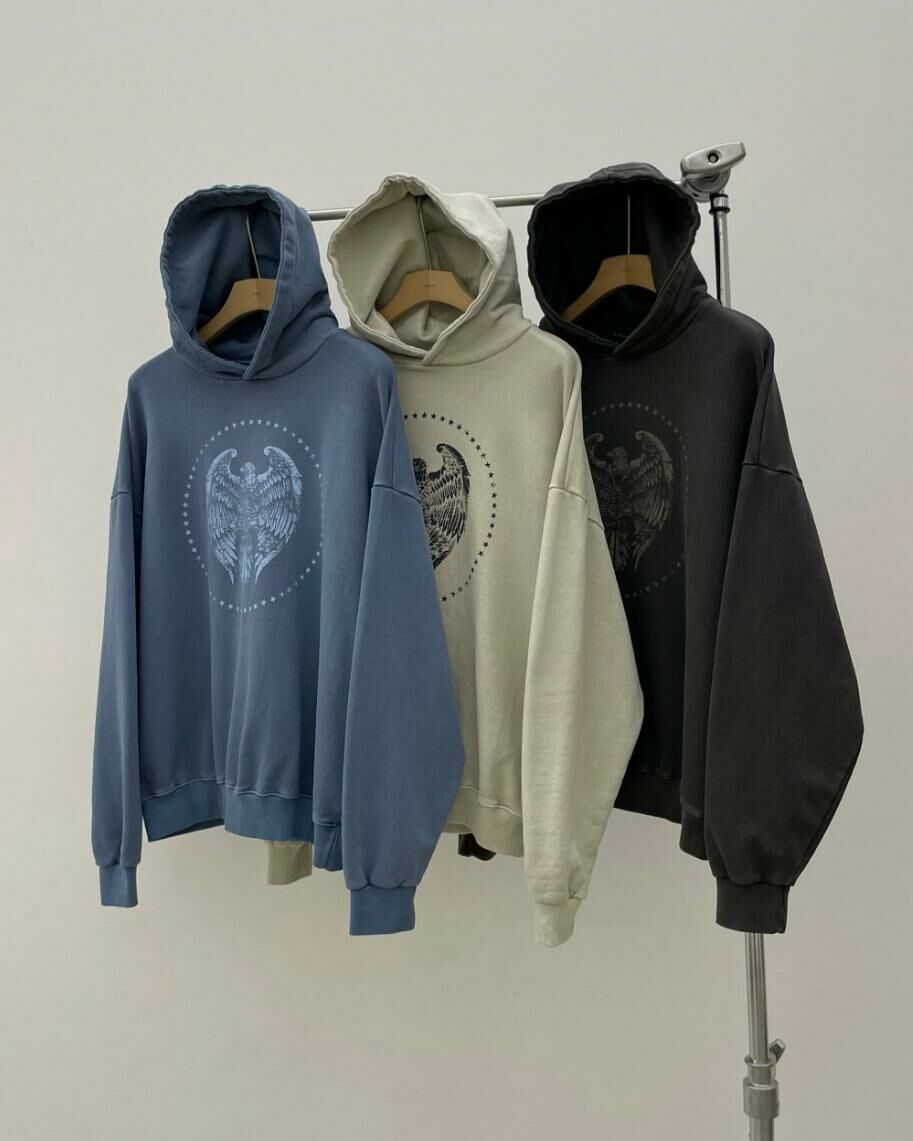 洗水英文字圖案連帽衛衣 EASY-041T