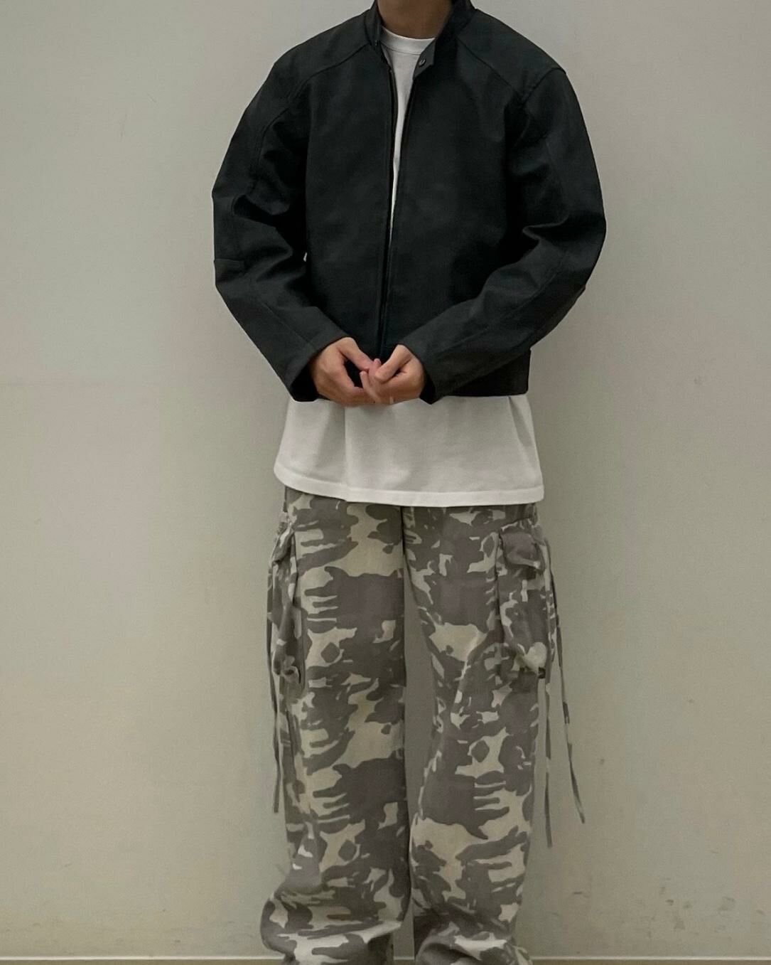 企領拉鍊合成皮褸 EASY-044JK