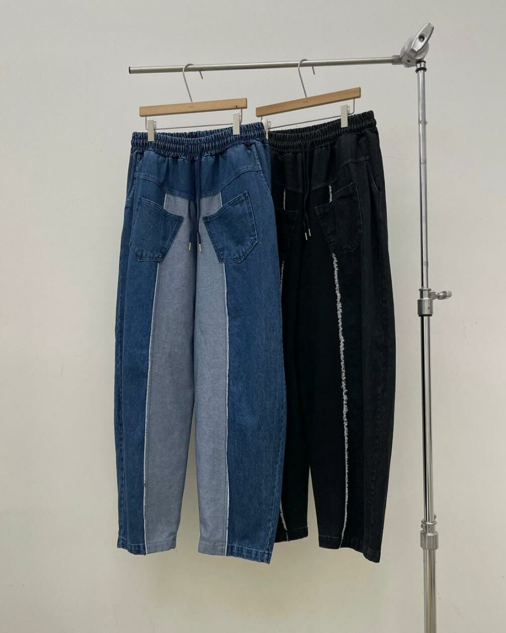 拼色鬆身牛仔褲 EASY-045P