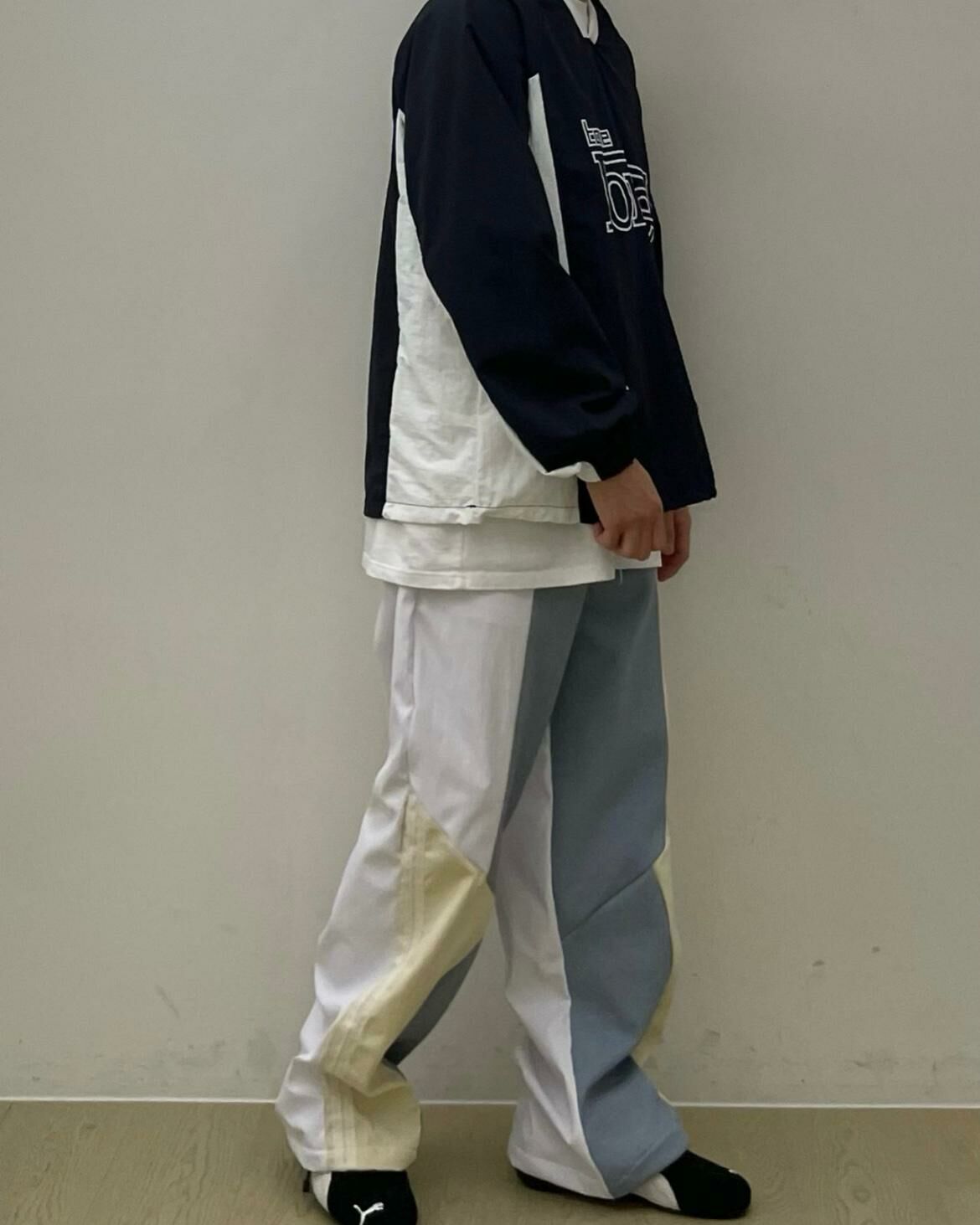 拼色可束腳鬆身褲(抓毛底) EASY-046P