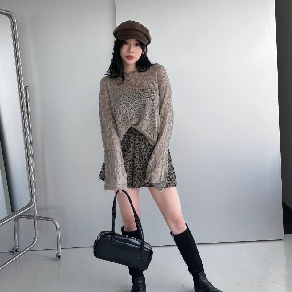 落肩鬆弛感! 寬鬆長袖針織罩衫-4色 (現貨)