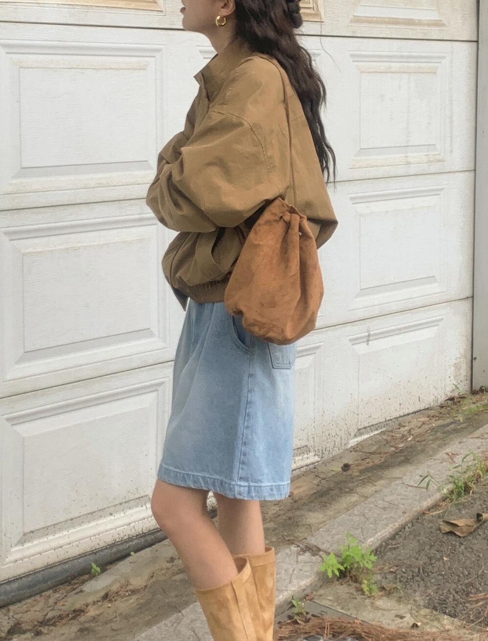 #228AA024 極簡仿麂皮兩用綁結袋