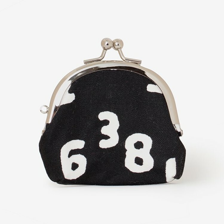 SOU・SOU 12號帆布 軟 口金包（小）/十數 昆黑色×白色