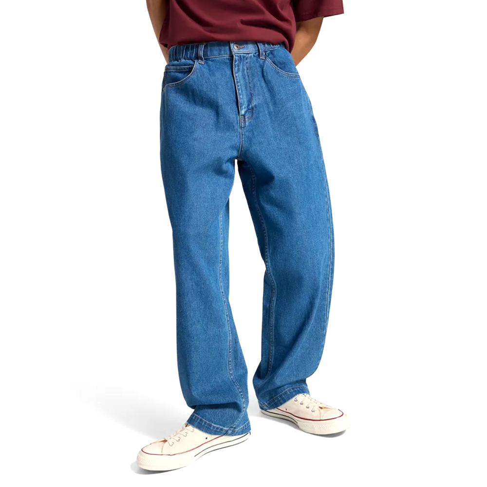 Converse Open HEM Baggy 男款 藍色 休閒 丹寧 復古 牛仔 直筒 長褲 10027289-A01