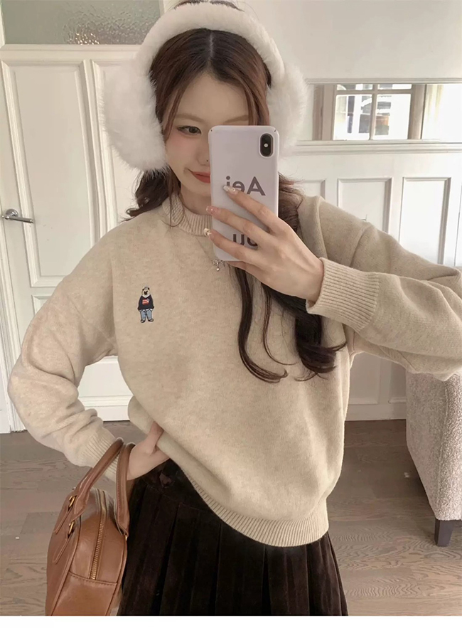 小熊秋冬暖暖毛衣-實拍黑現貨