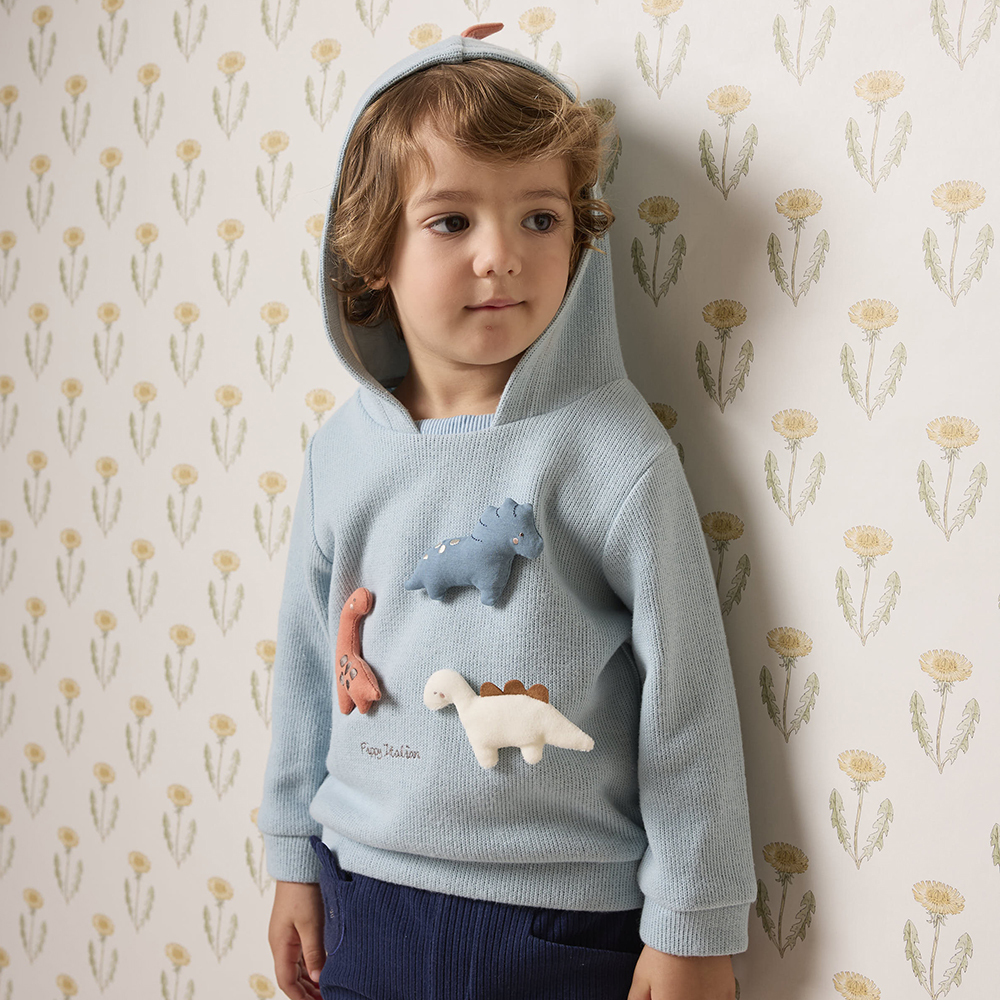 PIPPY 可愛小恐龍造型連帽長袖上衣 淺藍