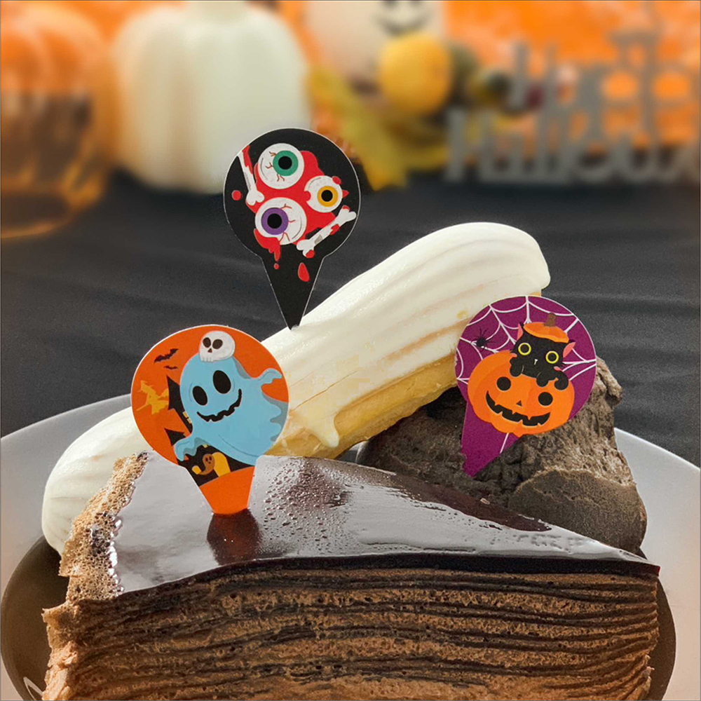 萬聖圓型蛋糕插卡