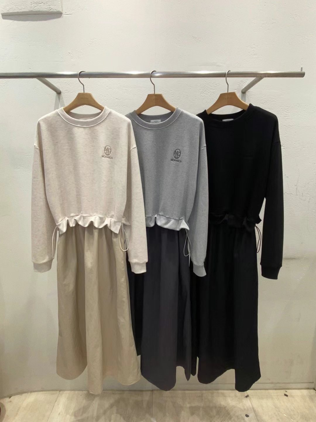 衛衣拼風衣料連身裙(14199)