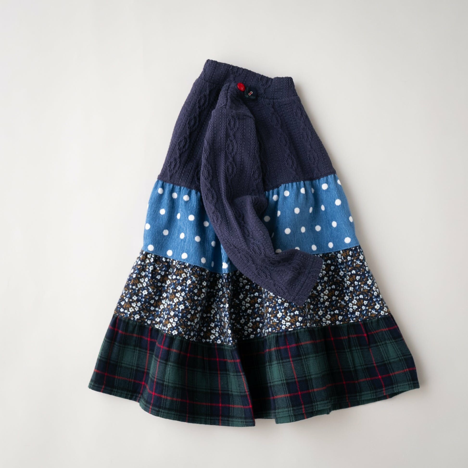 Rag-mart 深藍色針織拼布連身裙連髮帶