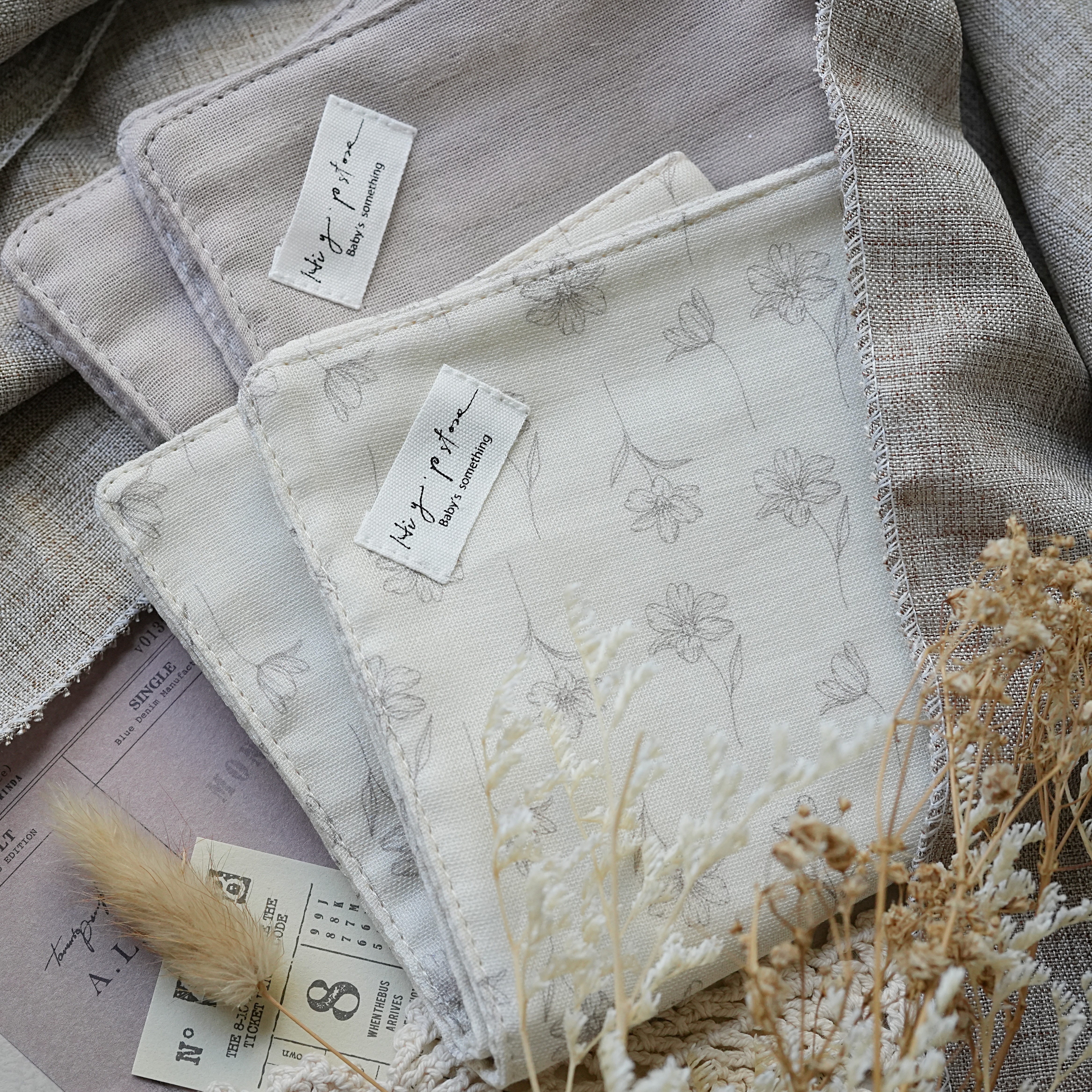 Hi Y.P store-手作六層紗紗布巾-獨家設計款-高雅桔梗（2件組)