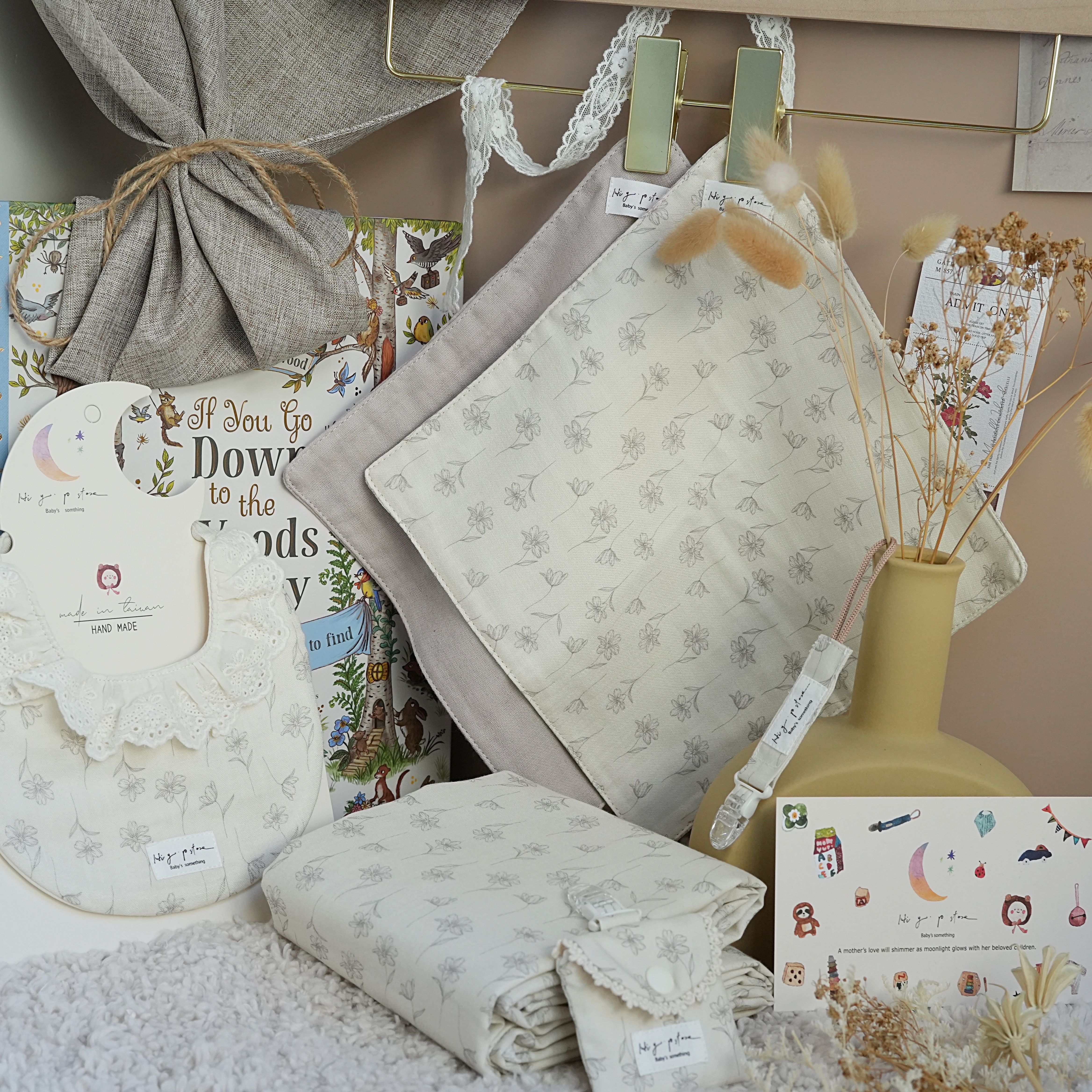 Hi Y.P store-手作六層紗紗布巾-獨家設計款-高雅桔梗（2件組)