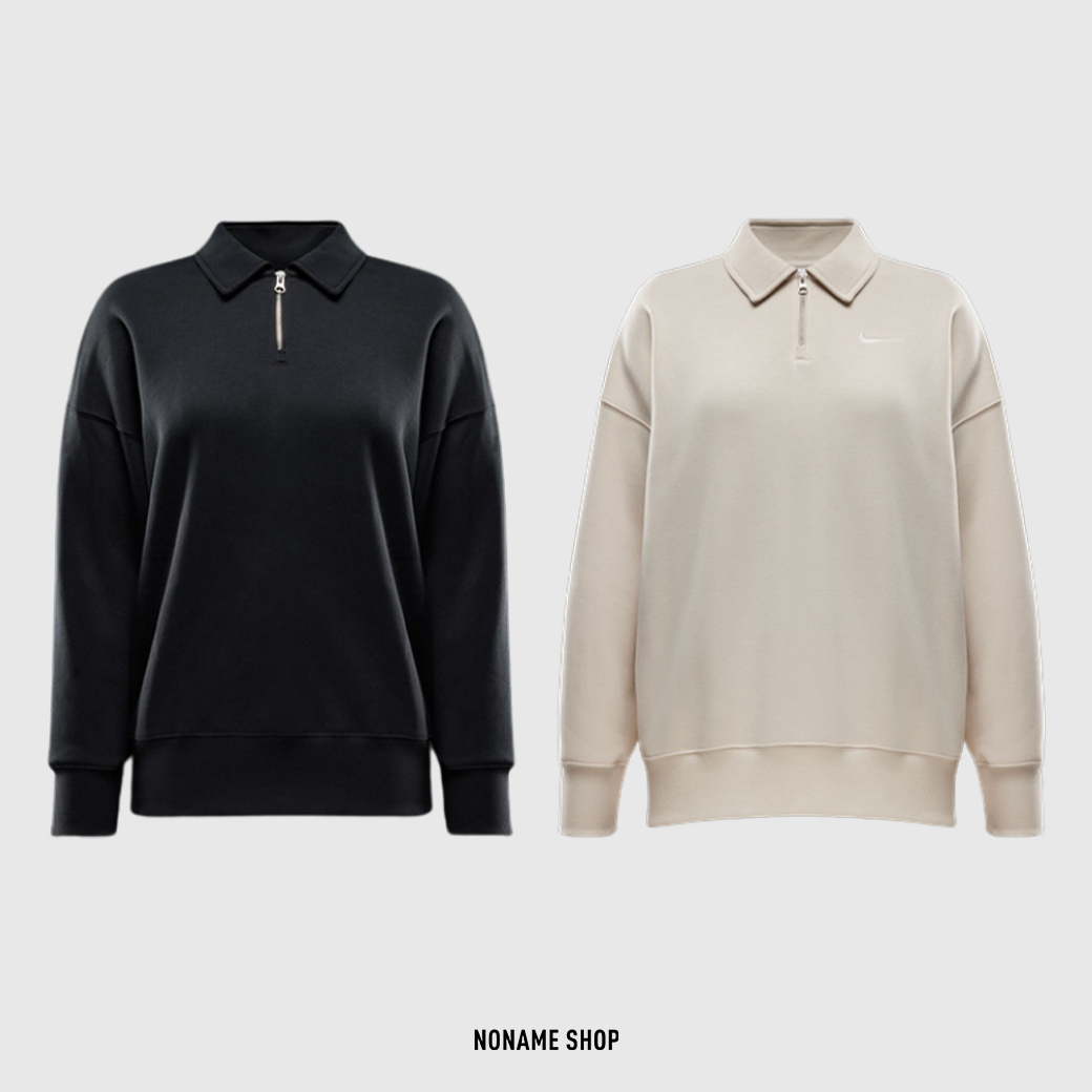 🔥限時特價🔥 NIKE NSW 小勾 立領 半開襟 寬鬆 長袖 兩色 (女款)