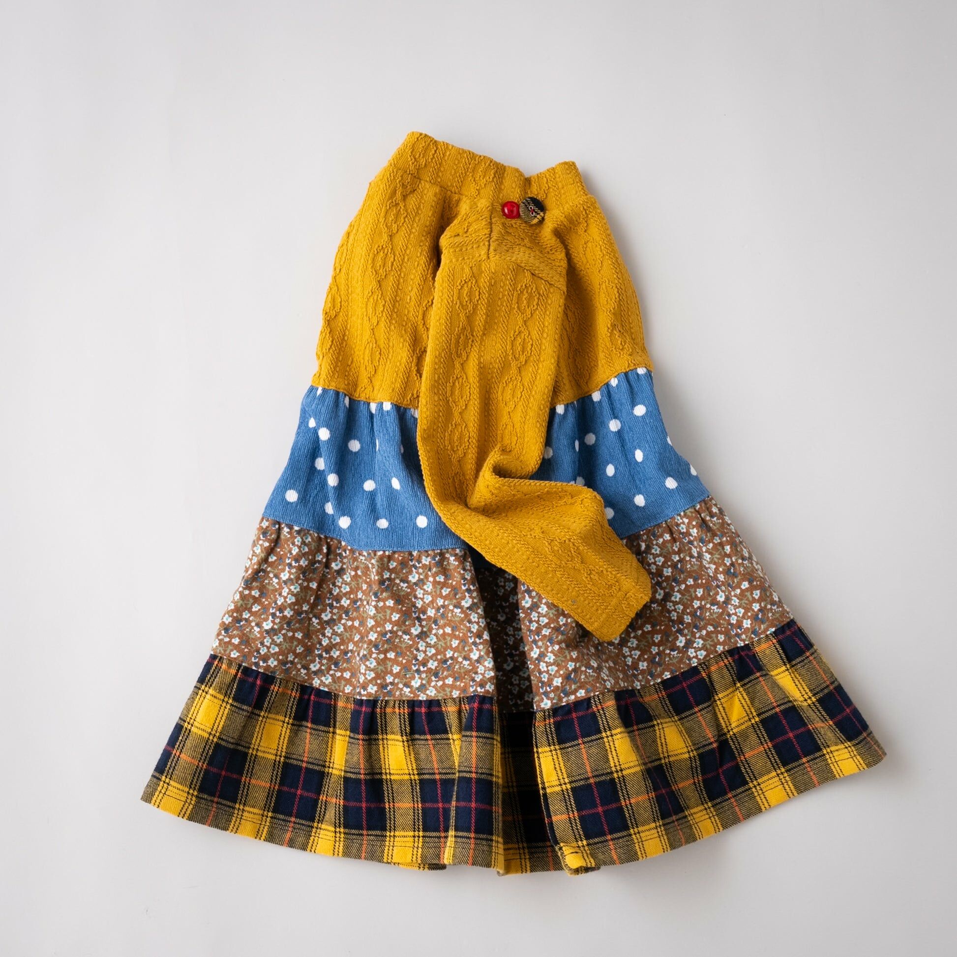 Rag-mart 黃色針織拼布連身裙連髮帶