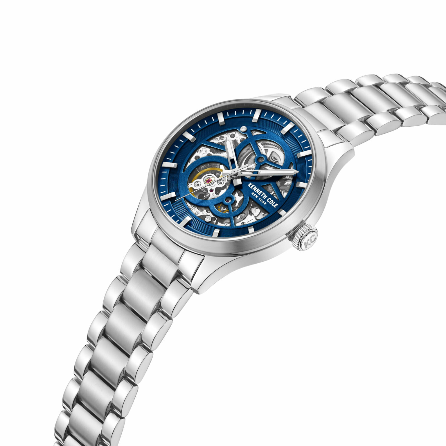 萬年鐘錶 - KENNETH COLE  美國紐約品牌  透視機芯機械不鏽鋼男錶 KCWGY0046401 錶徑42MM