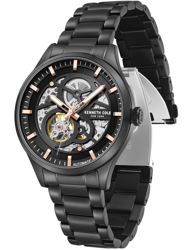 萬年鐘錶 - KENNETH COLE  美國紐約品牌  透視機芯機械不鏽鋼男錶 KCWGY0046403 錶徑42MM