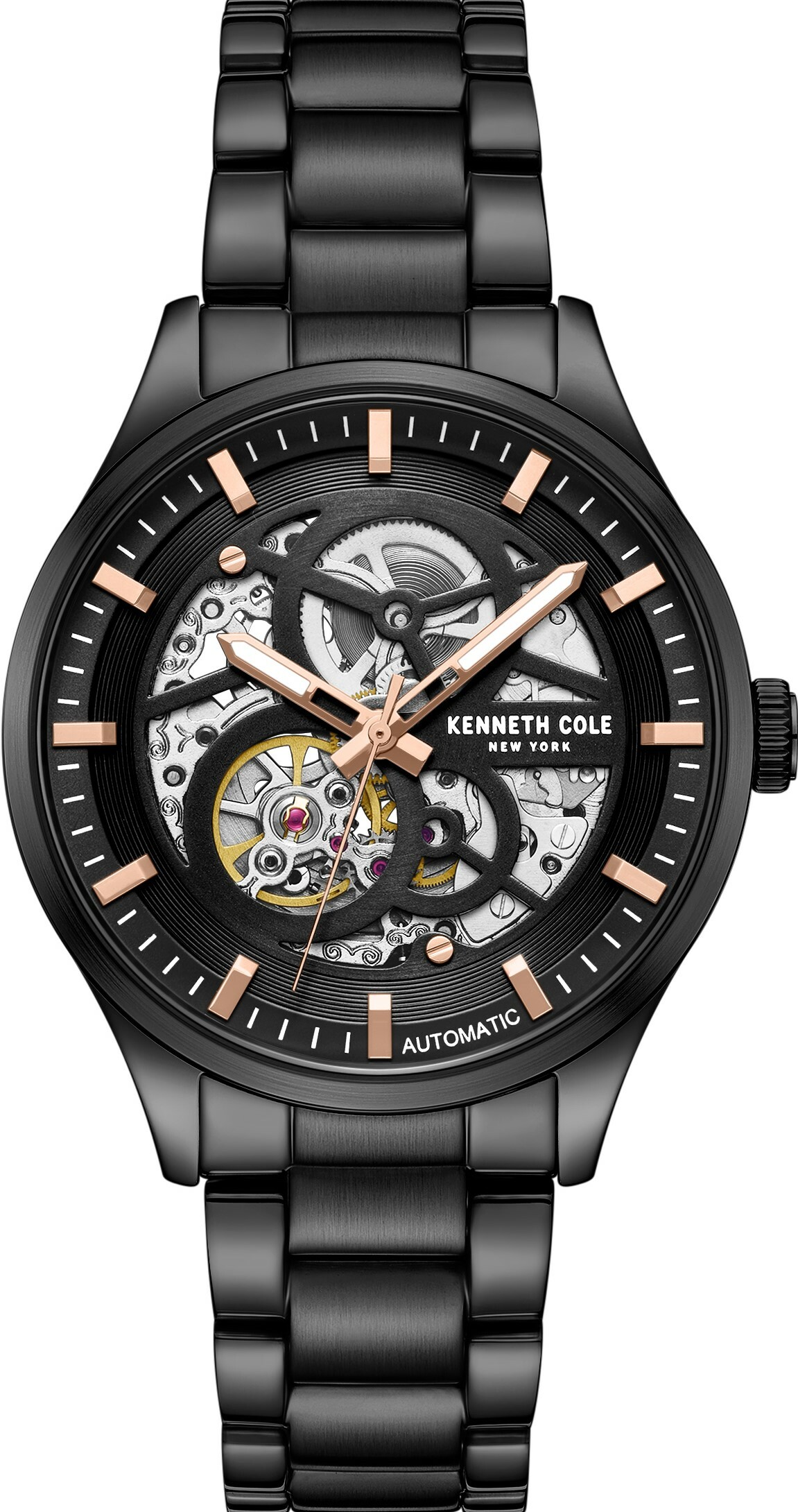 萬年鐘錶 - KENNETH COLE  美國紐約品牌  透視機芯機械不鏽鋼男錶 KCWGY0046403 錶徑42MM