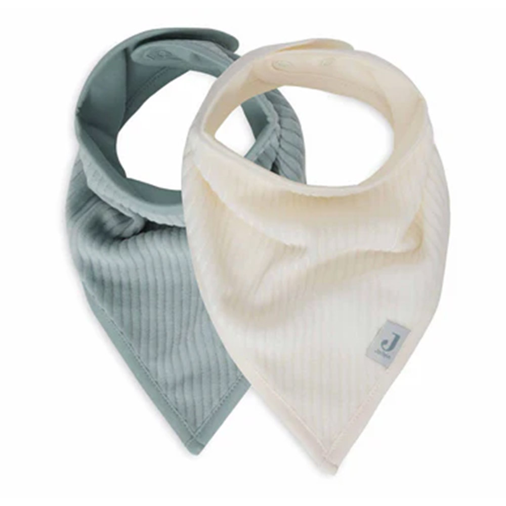 荷蘭Jollein 圍兜2入-Sea Green/Ivory