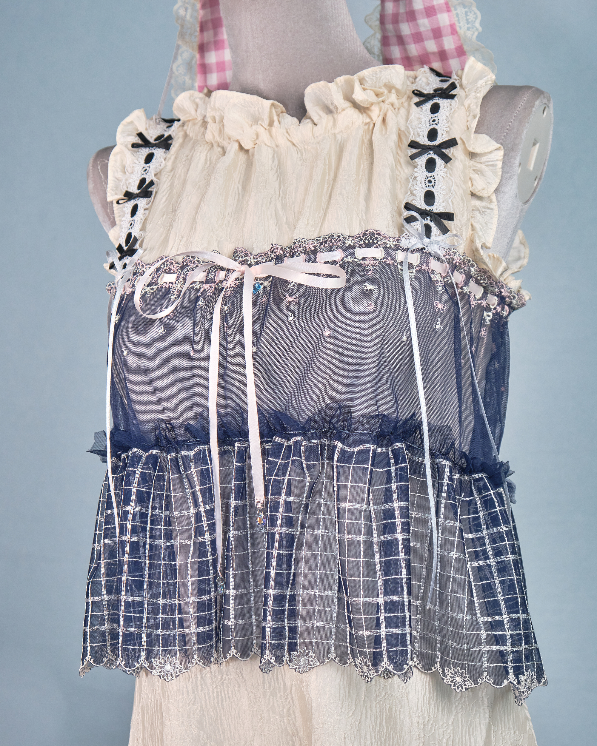 11265 The Tale About Garden Girl～Dark Blue  Laced Top