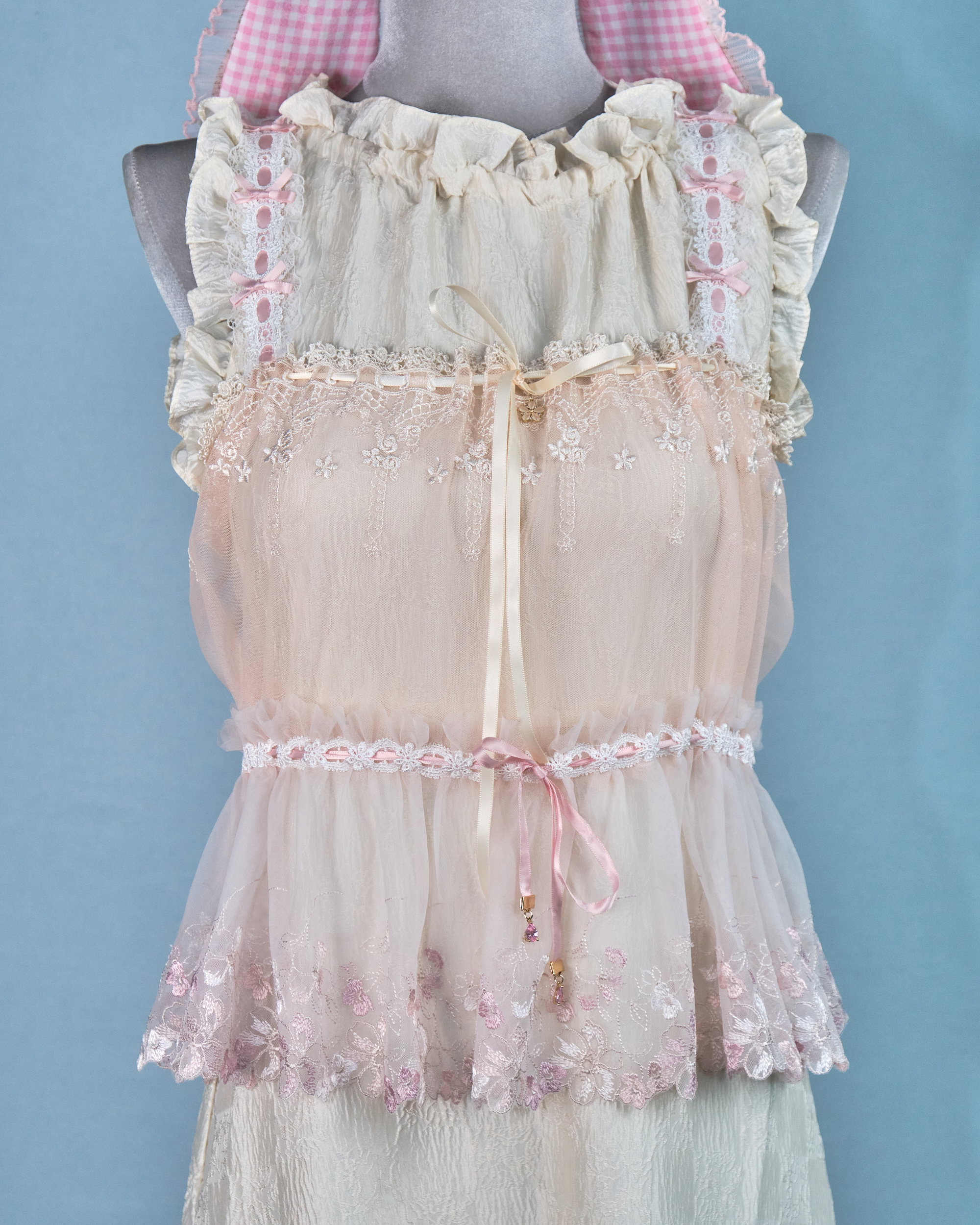 11269 The Tale About Garden Girl～Pink Orange Laced Top