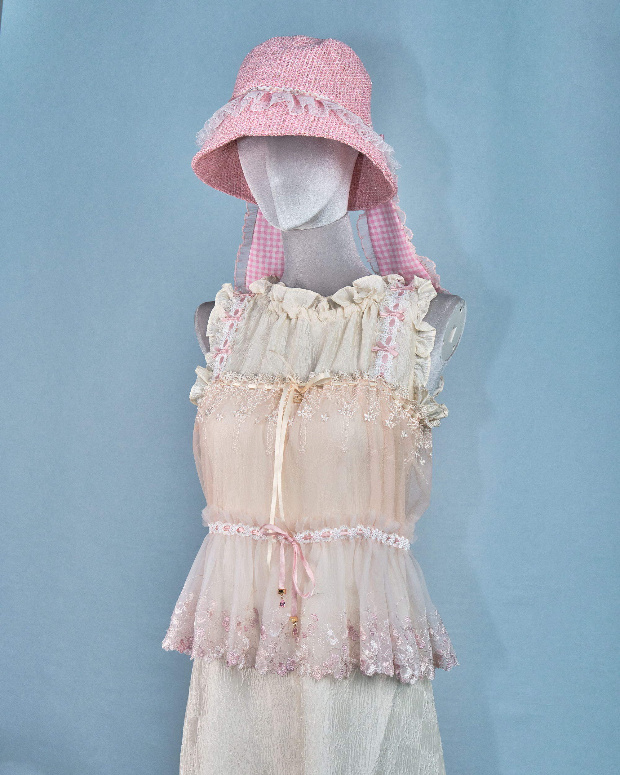 11269 The Tale About Garden Girl～Pink Orange Laced Top