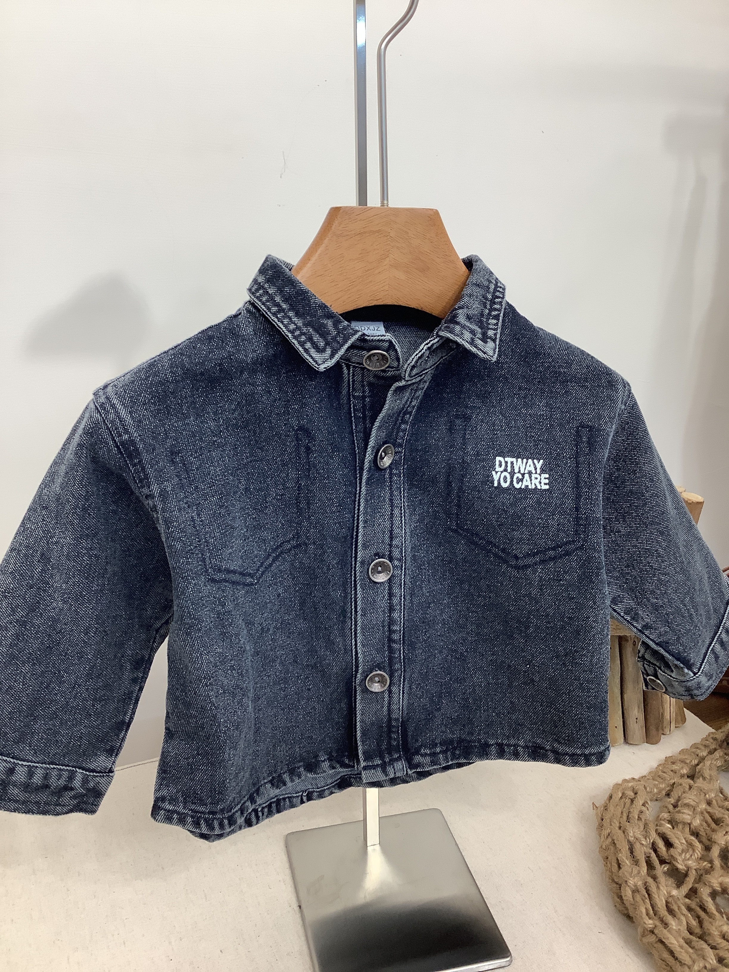 A01187水洗感牛仔襯衫