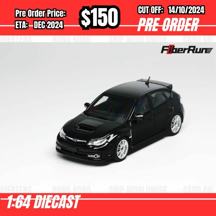 PO-$150 * Fibre Run * 1:64 Subaru Impreza WRX Sti Hatchback 2009 Black [OD09/10]