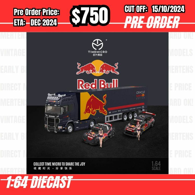 PO-$750 * Time Micro * 1:64 Red Bull Set (Beetle + WRX + S730 + Figure x 2) [OD09/10]
