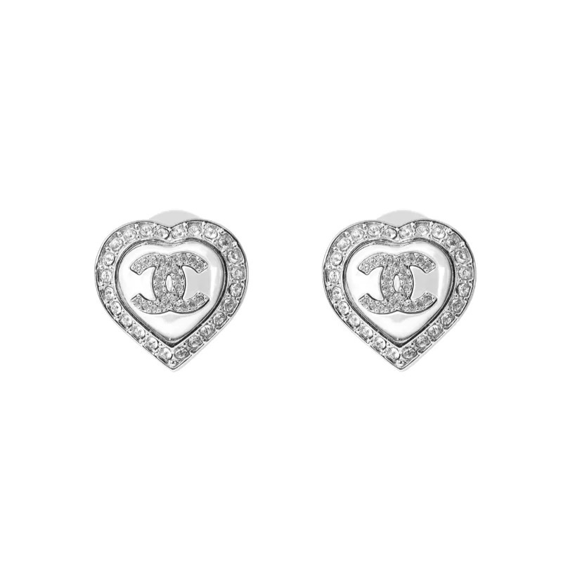 CHANEL CC 標誌水晶心型 耳環