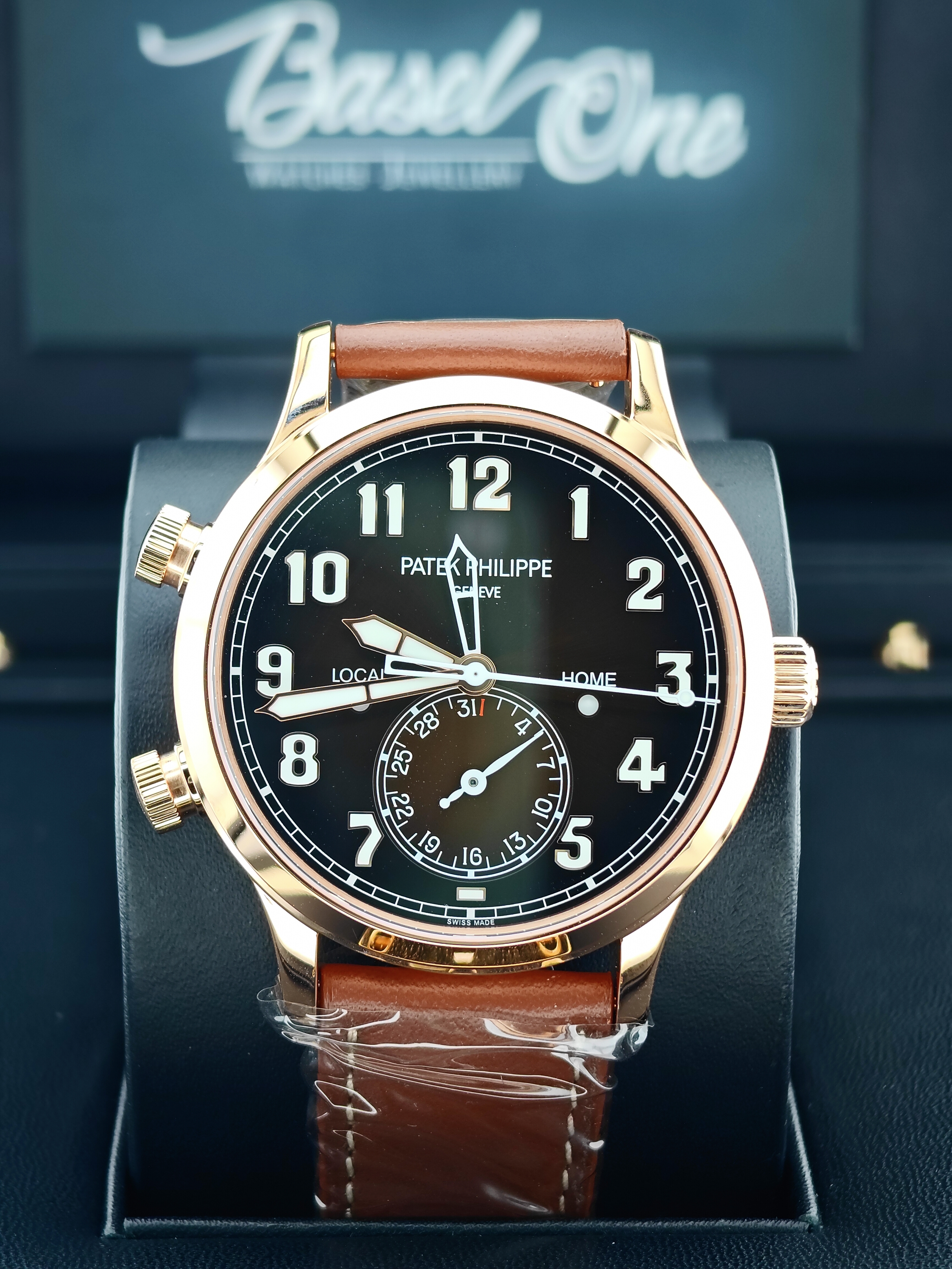 BRAND NEW PATEK 5524R-001 5524 BROWN DIAL ROSE GOLD CALATRAVA PILOT TRAVEL TIME 42 MM BASEL ONE
