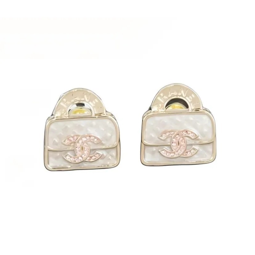 CHANEL Logo 手袋設計 合金耳環 金色