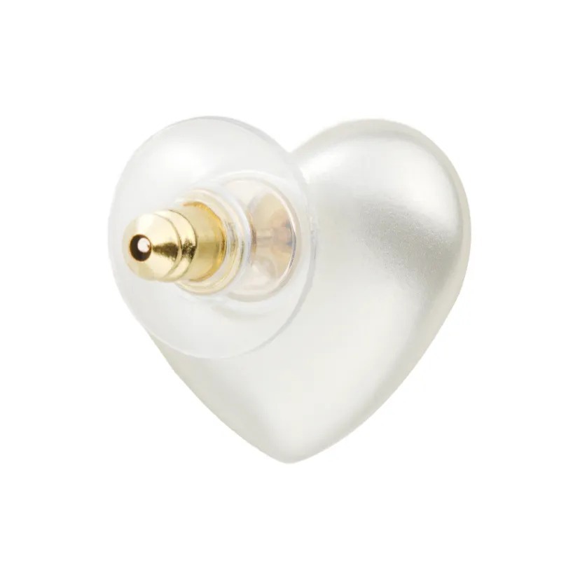 CHANEL 愛心雙C 金屬 耳環 珍珠白