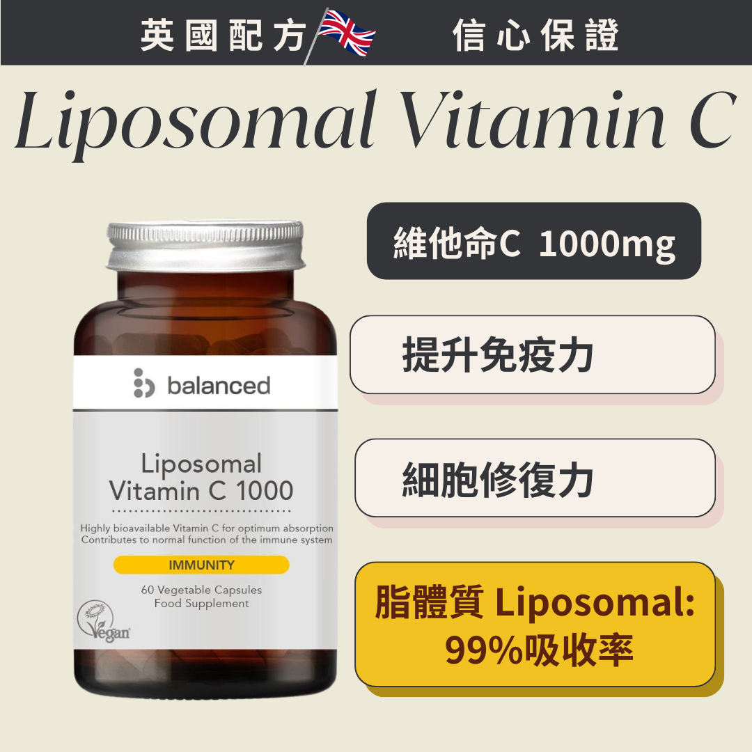 Balanced 脂質體維他命C配方（有助於免疫系統和心血管健康）(60粒) (C057)