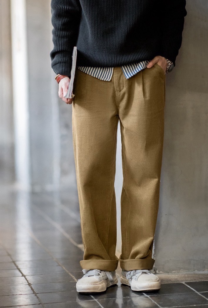 復古燈心絨直筒休閒長褲