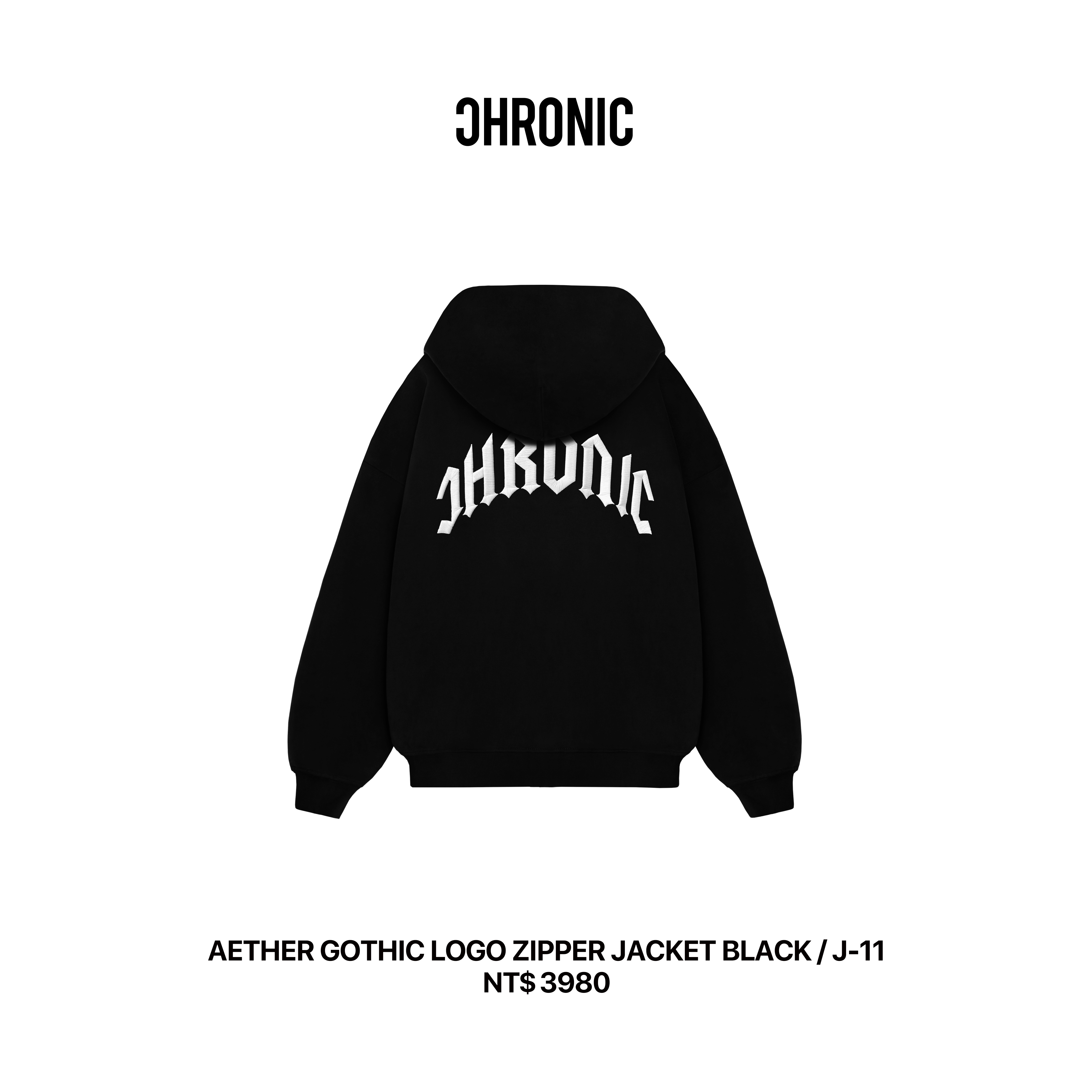 AETHER GOTHIC LOGO ZIPPER JACKET BLACK / J-11