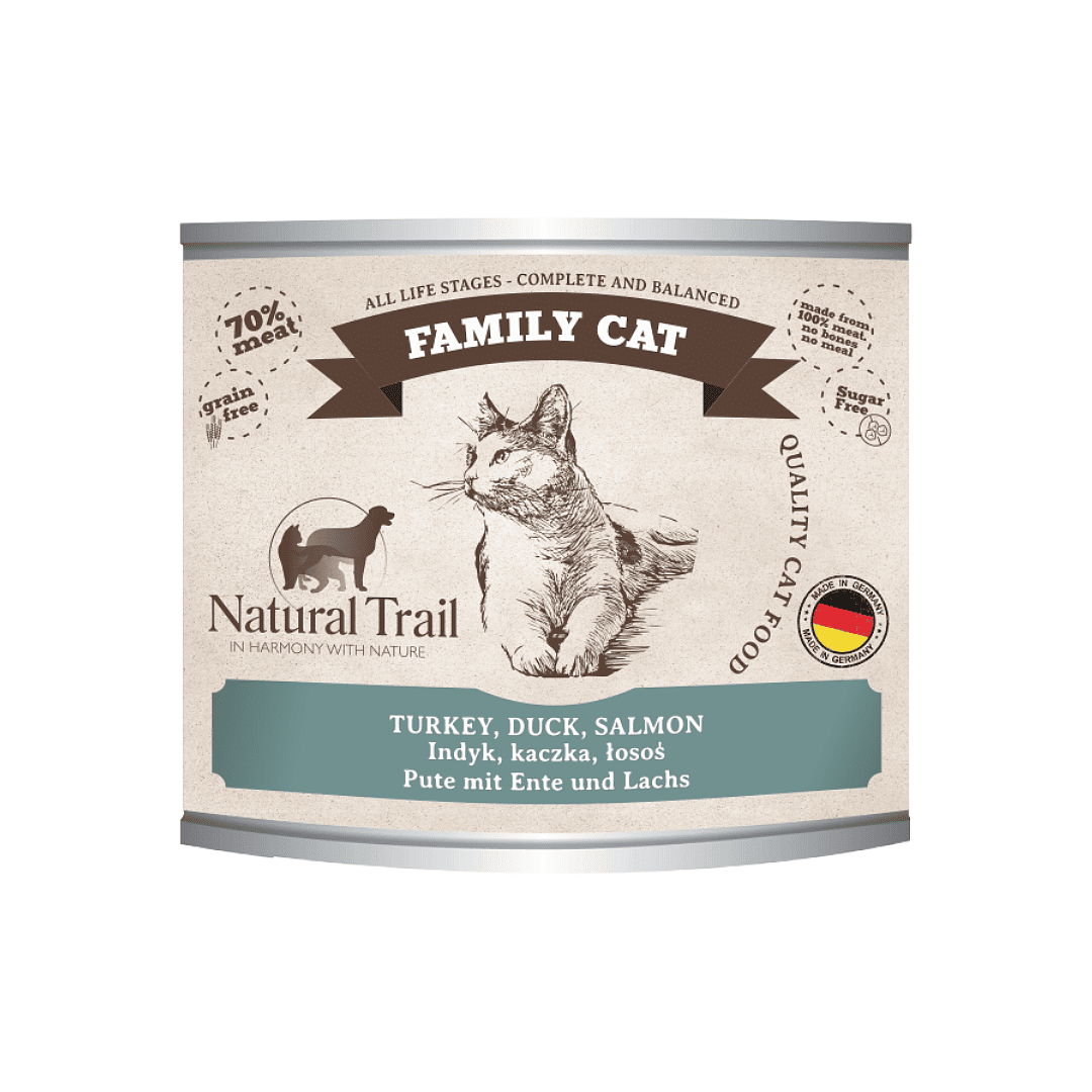 德國自然小徑 貓主食罐 火雞+嫩鴨+鮭魚  200g