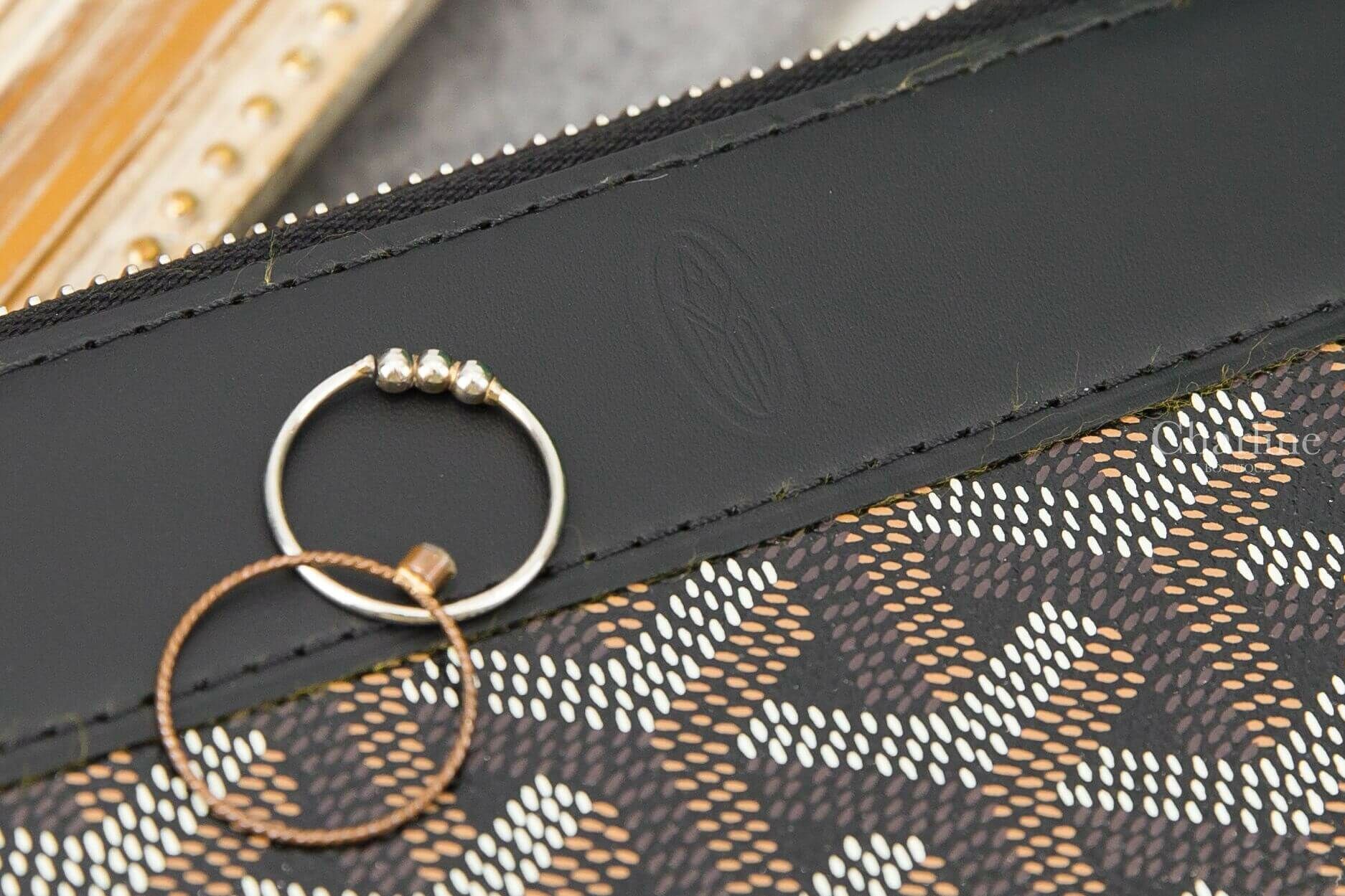 Goyard Matignon GM Wallet 黑色小牛皮黃黑內裡12卡夾拉鍊長夾