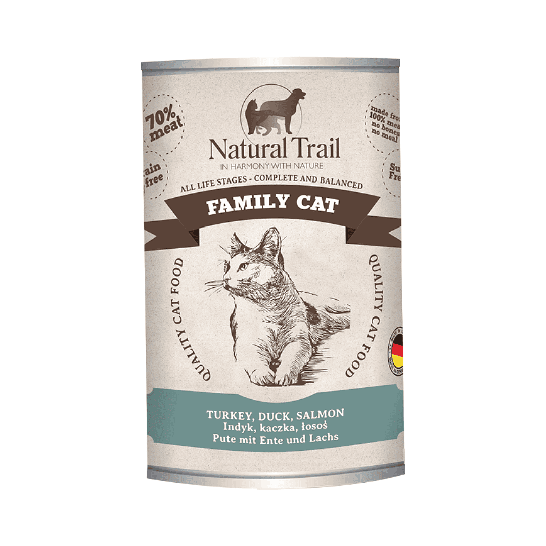 德國自然小徑 貓主食罐 火雞+嫩鴨+鮭魚  400g