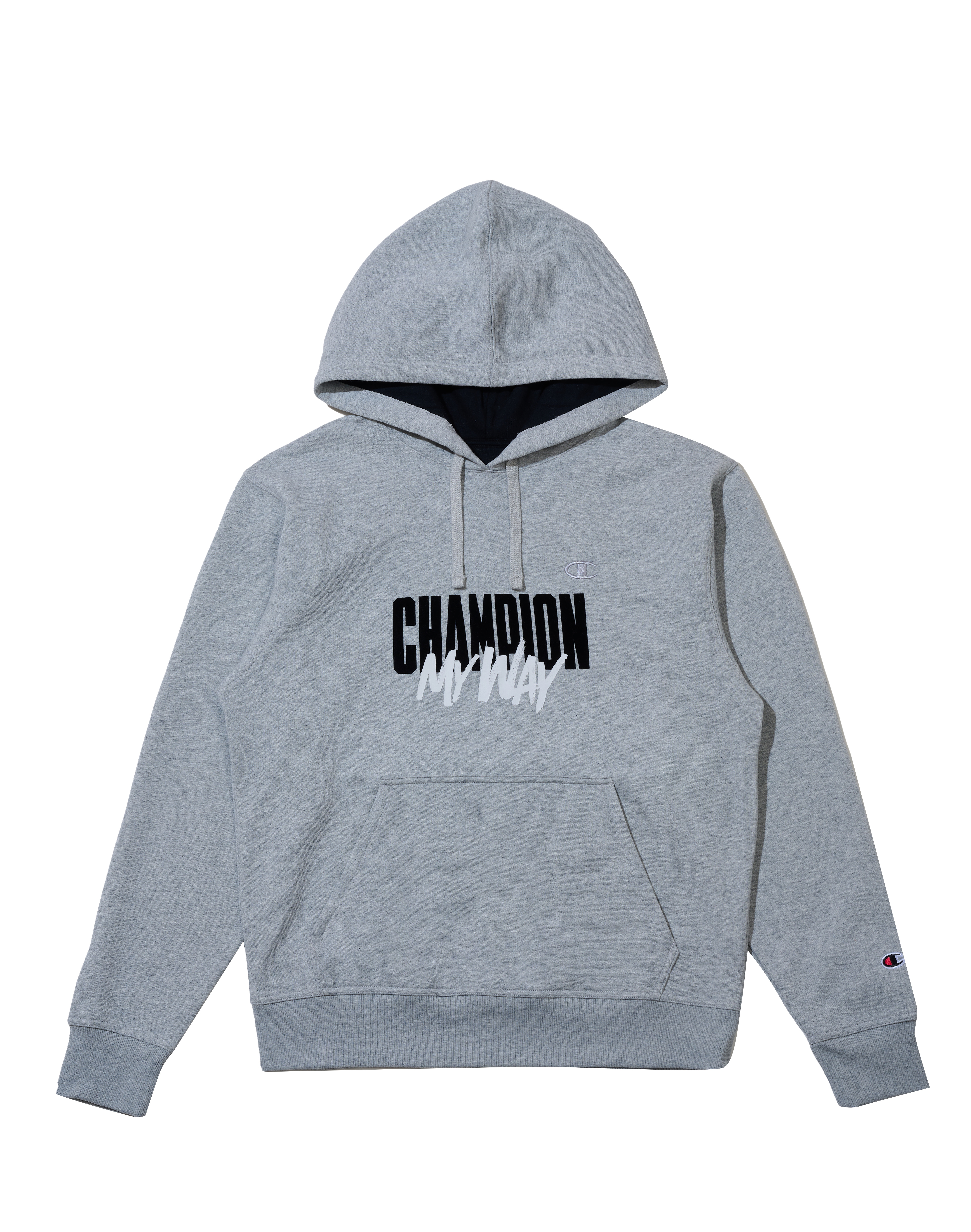 男款-CHAMPION 印花連帽衛衣-灰色（GF056HS24-806）