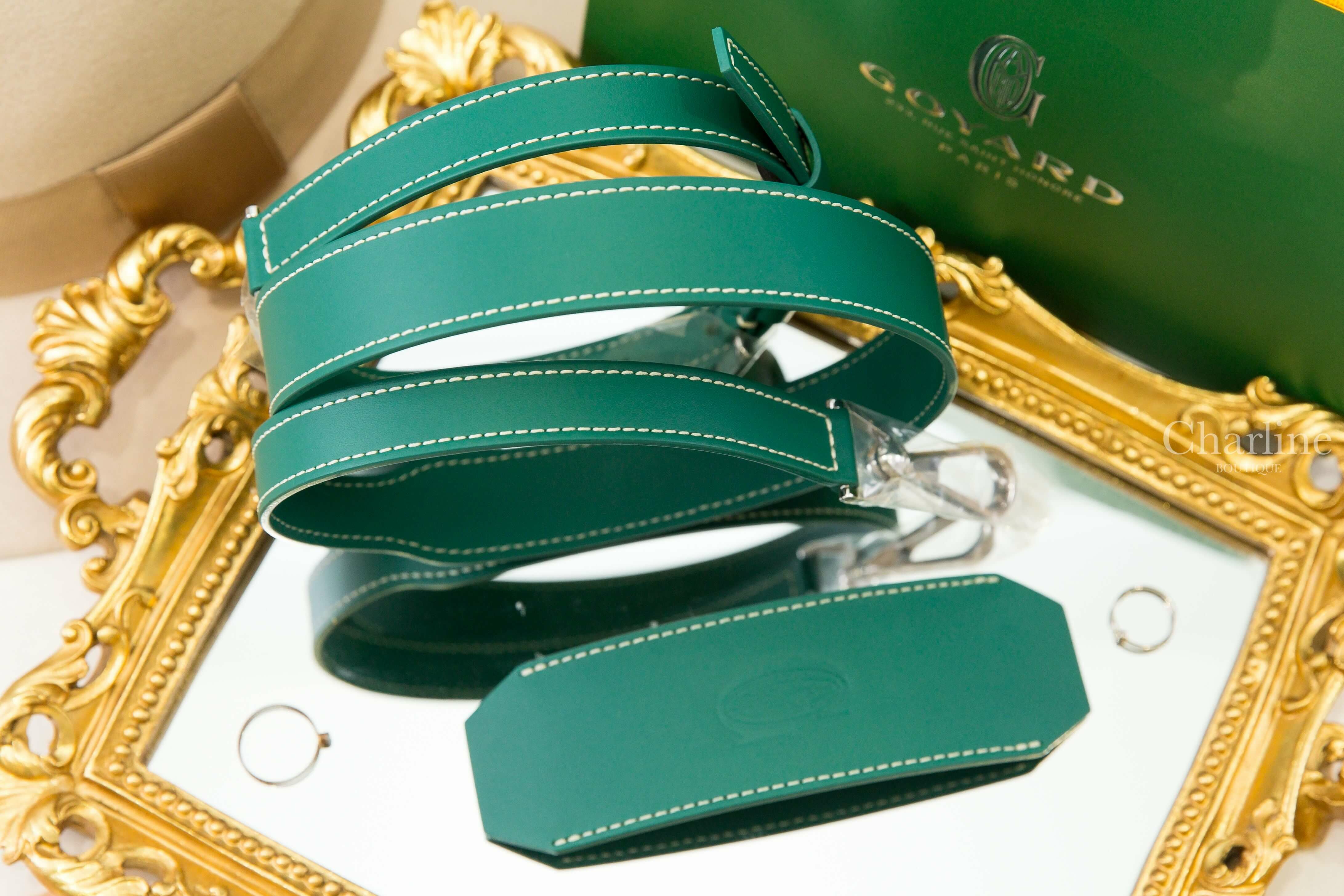 Goyard Cuir MM Strap 綠色銀釦皮革寬版背帶-Charline Boutique 精品代購