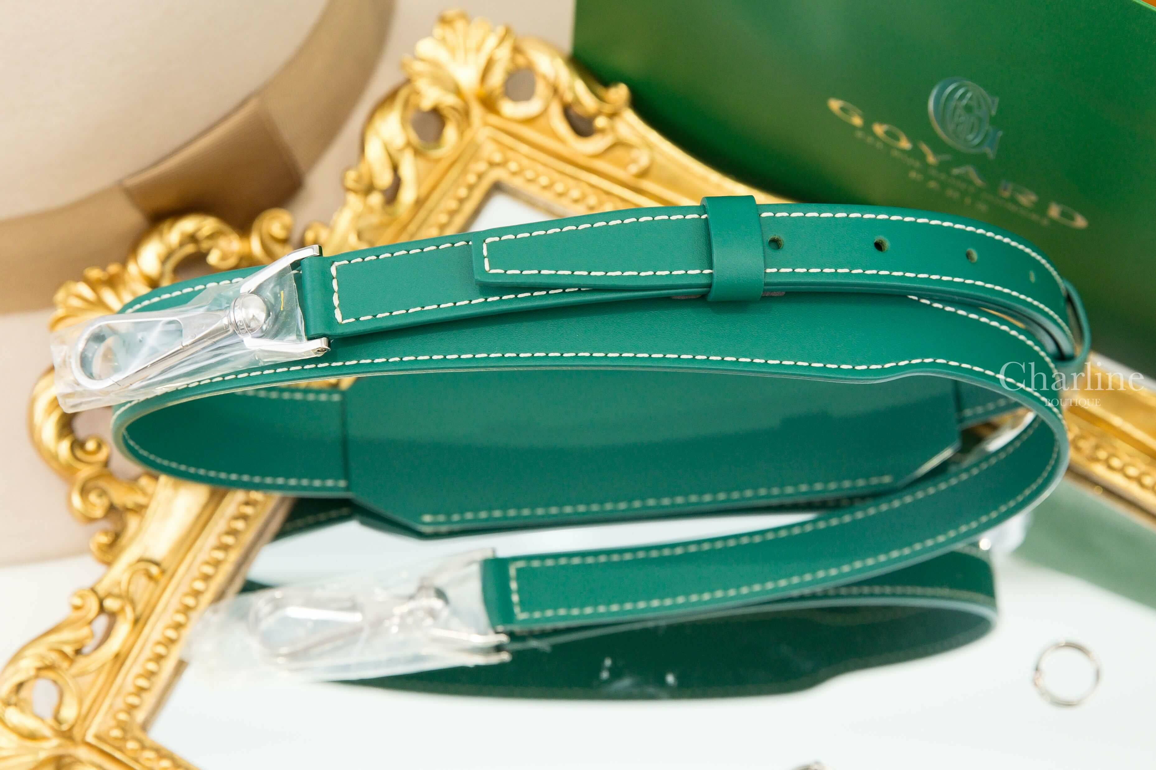 Goyard Cuir MM Strap 綠色銀釦皮革寬版背帶-Charline Boutique 精品代購