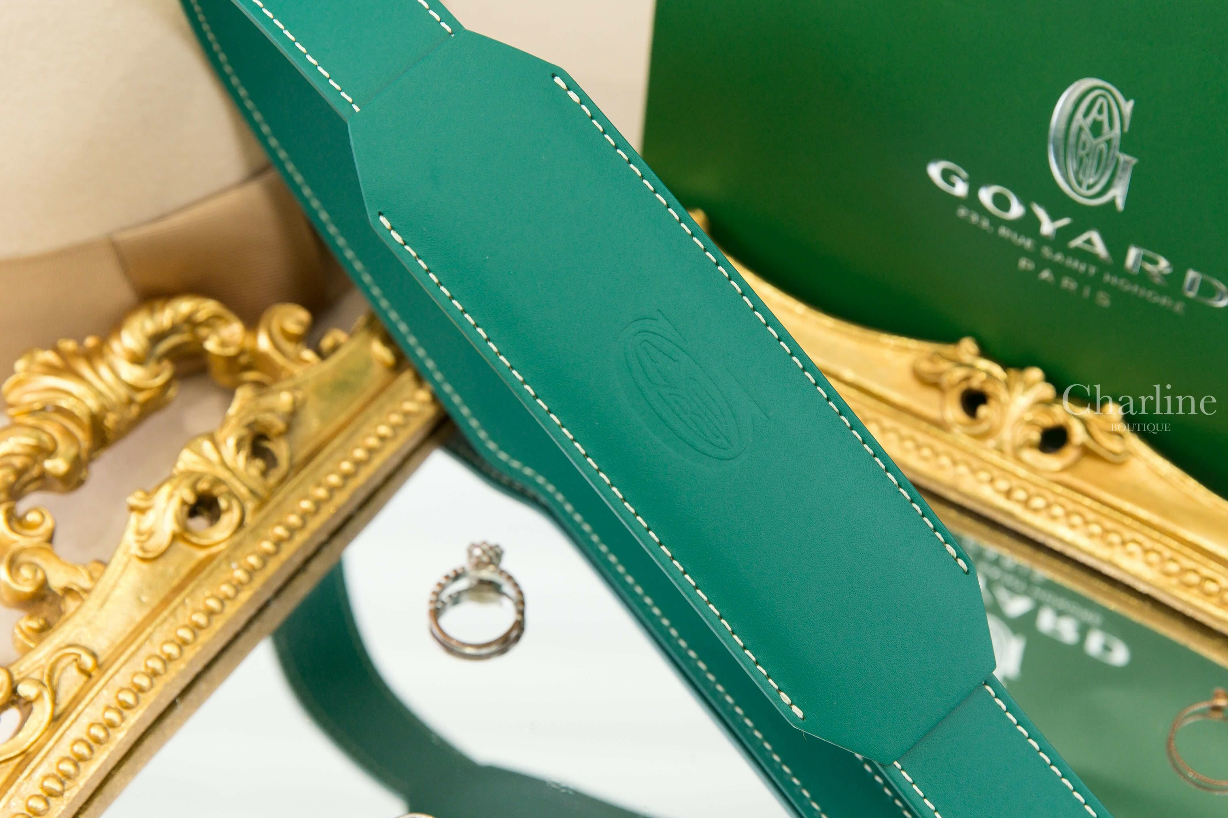 Goyard Cuir MM Strap 綠色銀釦皮革寬版背帶