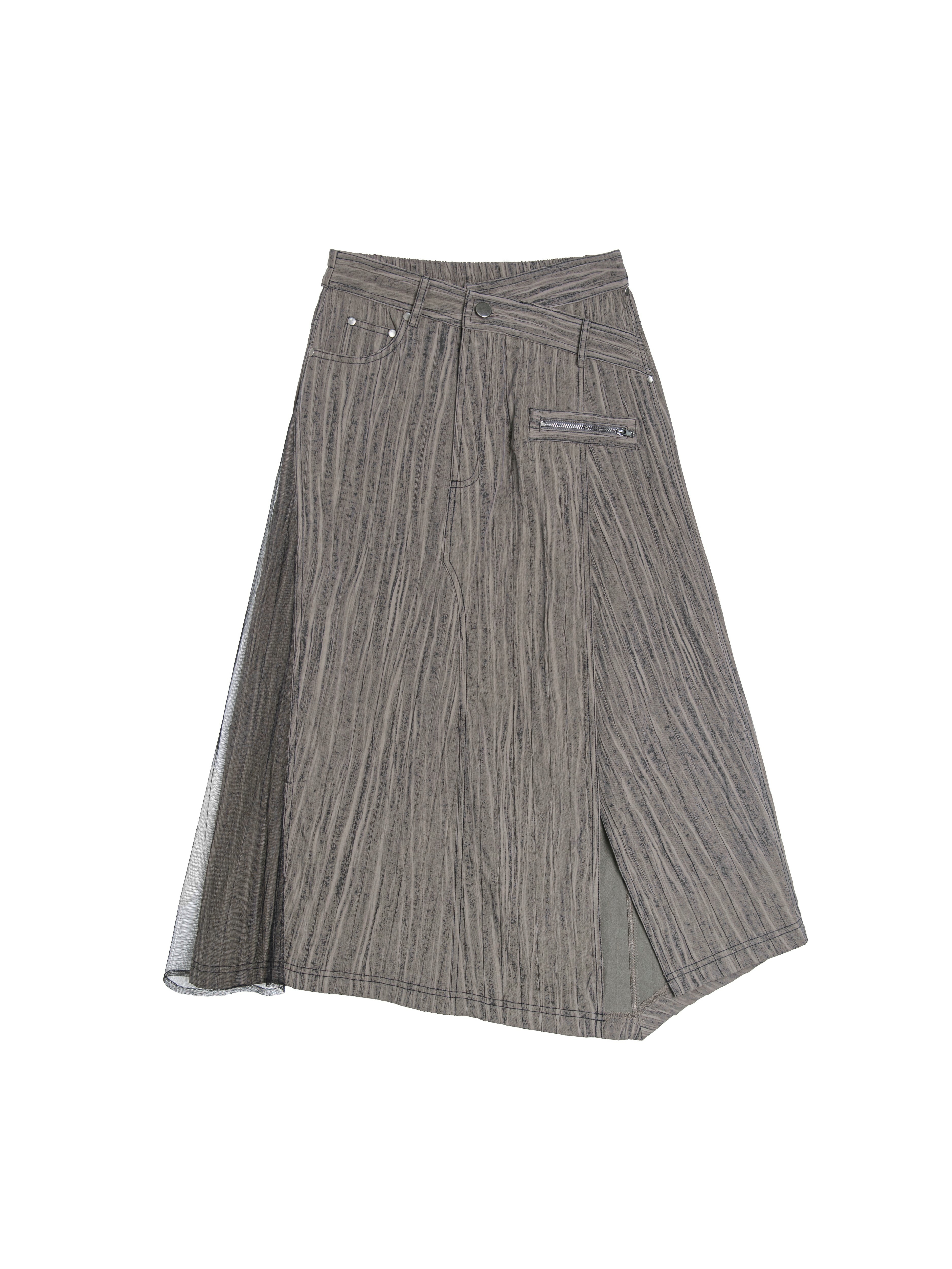 Asymmetric skirt with mesh details - 205C