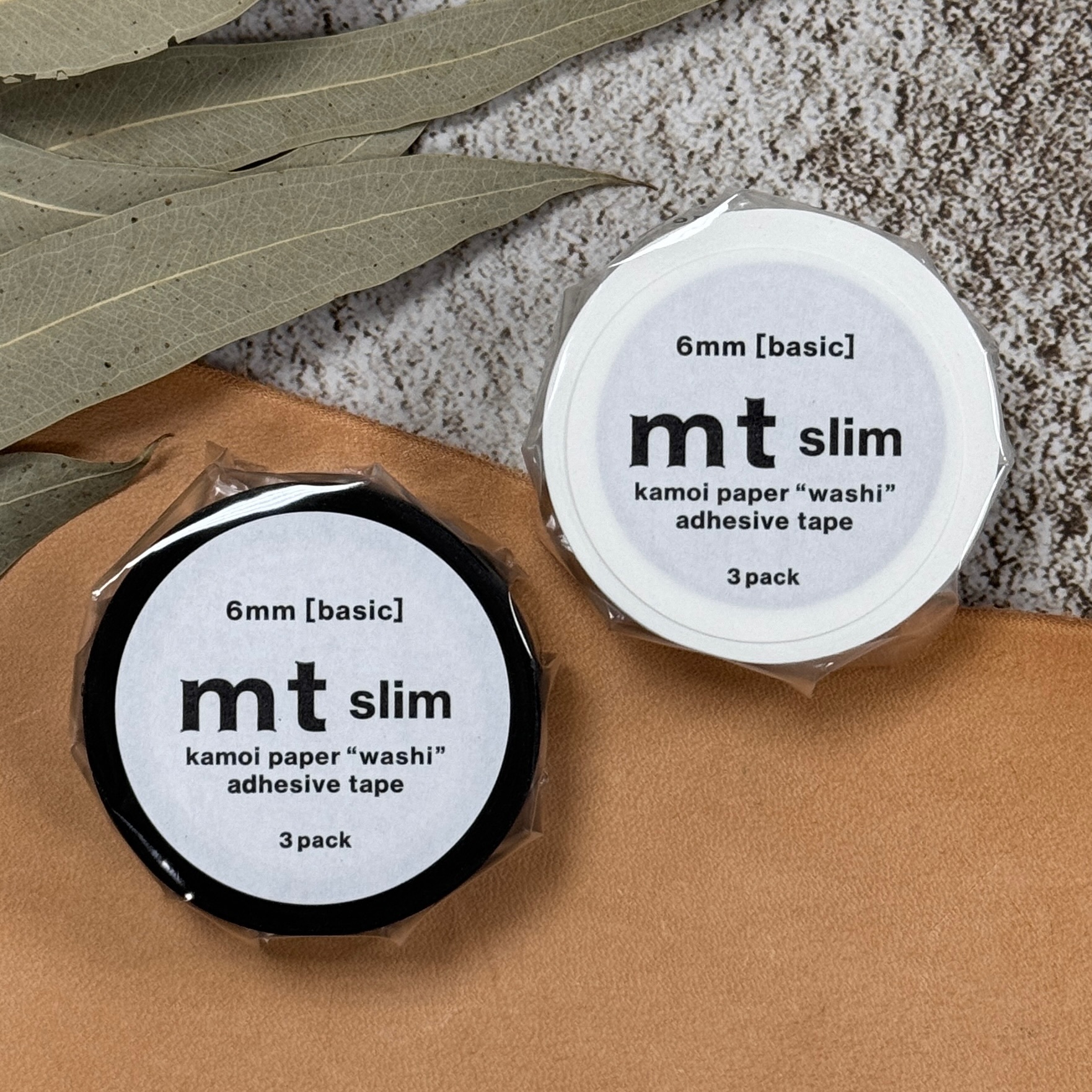 日本 mt｜素色膠帶 slim 6mm 黑白