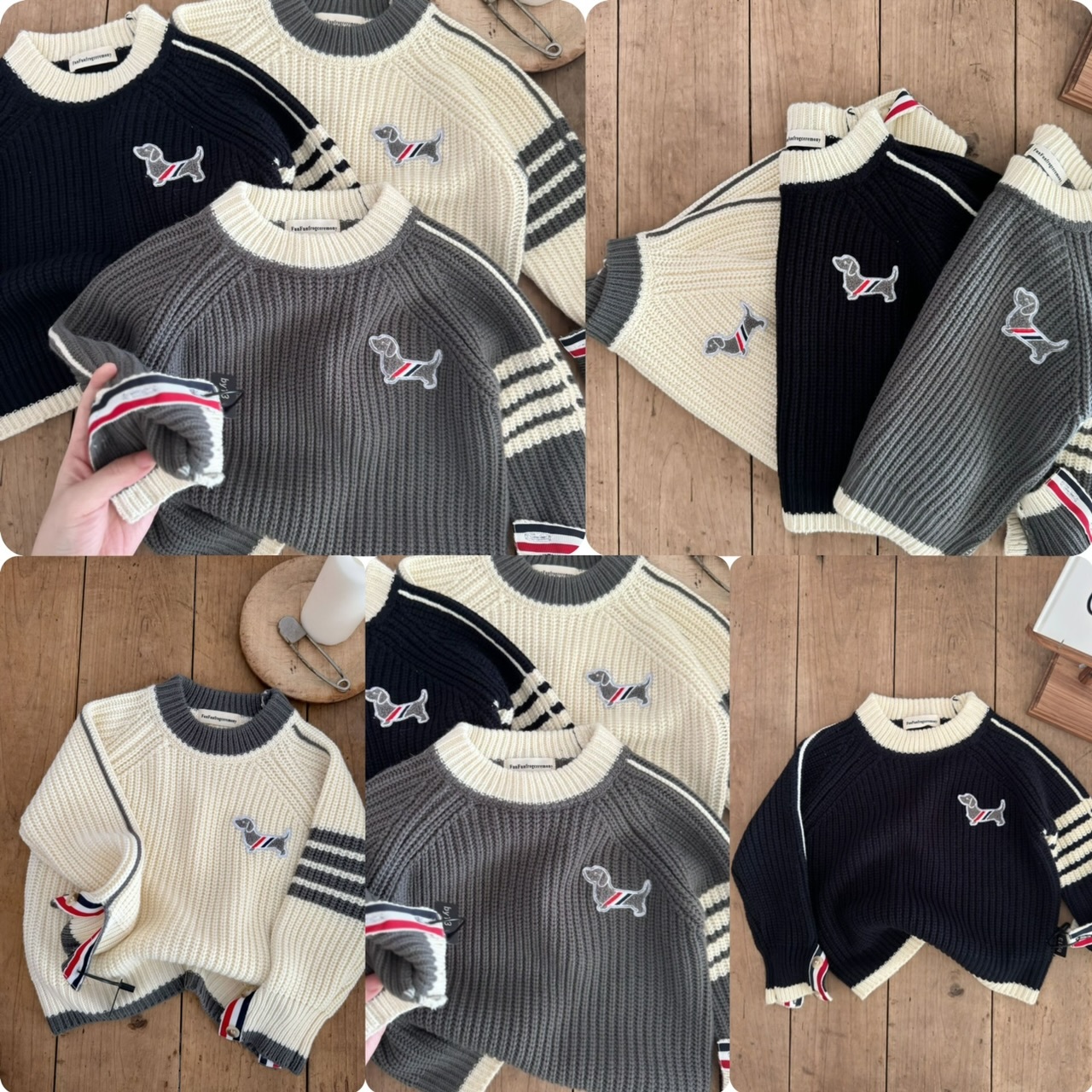 兒童小狗刺繡Logo圓領冷衫-2401667