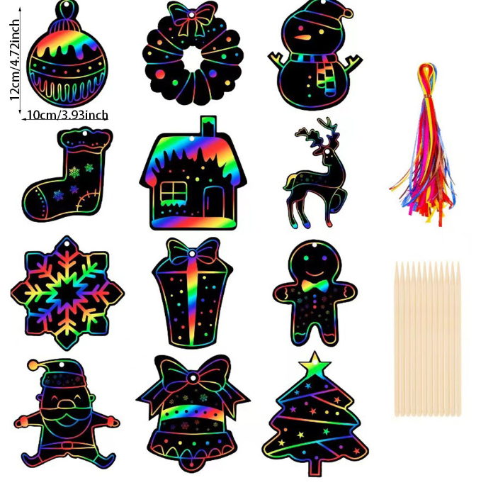 聖誕節DIY聖誕節卡通刮畫材料包  (一包12款) MC2727