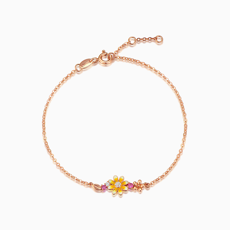 【羌繡｜時尚系列】18K金鑽石琺瑯手鍊