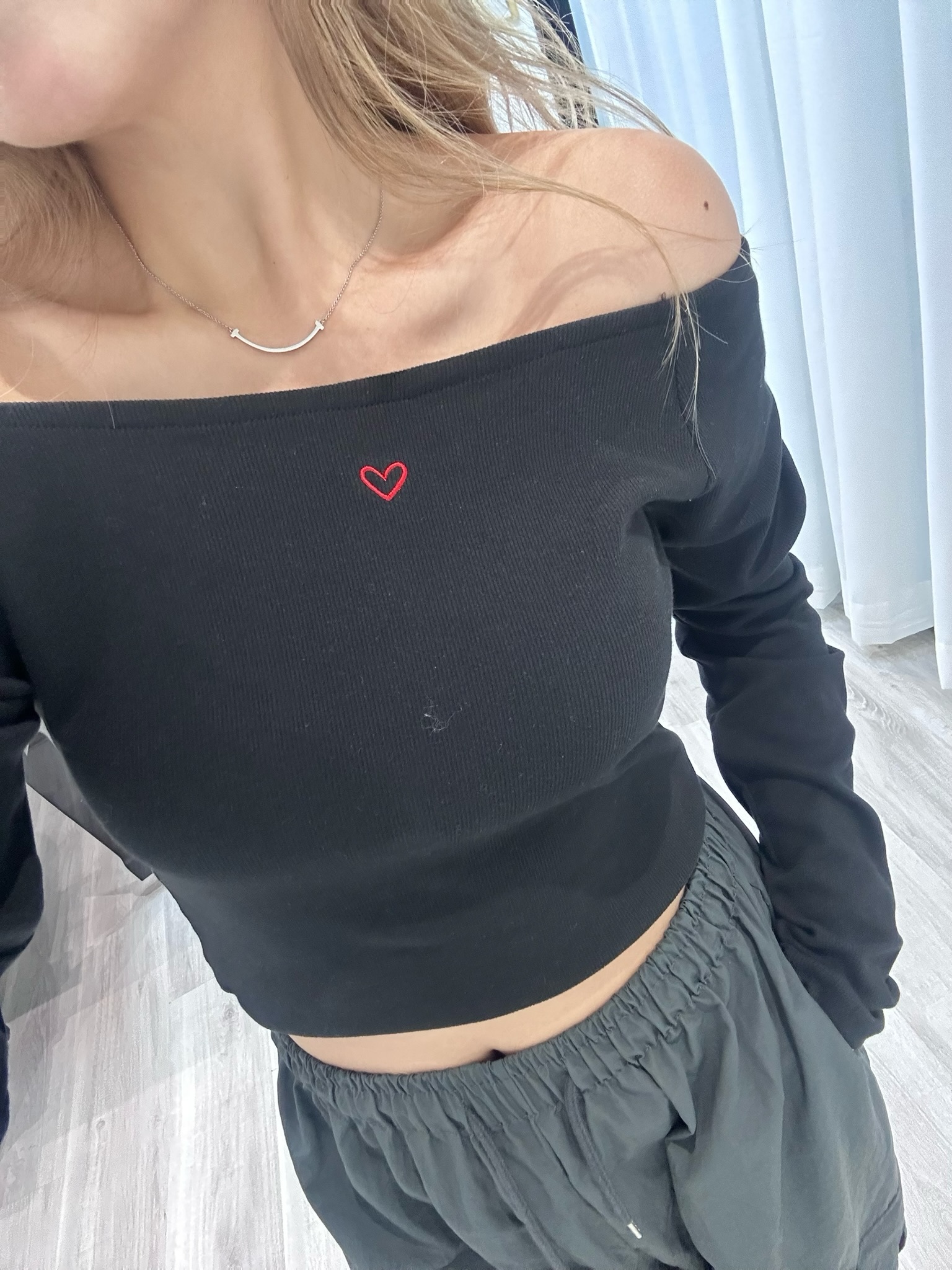 Mini Heart Off-shoulder Top