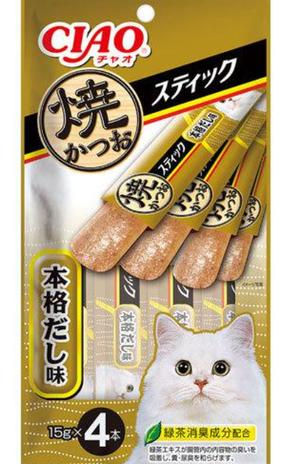 CIAO 果凍片 燒鰹魚醬+鰹魚湯．15Gx4支裝