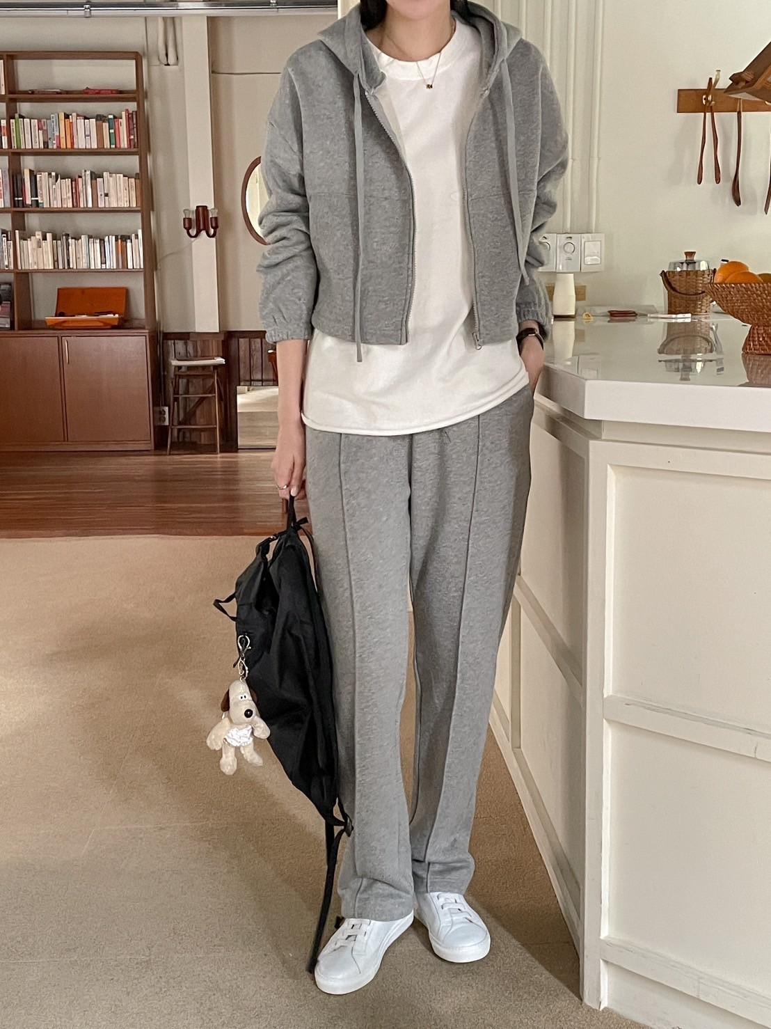 ᴴᴼᵀ ▸▸店長推薦◃◃秋冬新款/短版拉鏈連帽外套裝(灰)