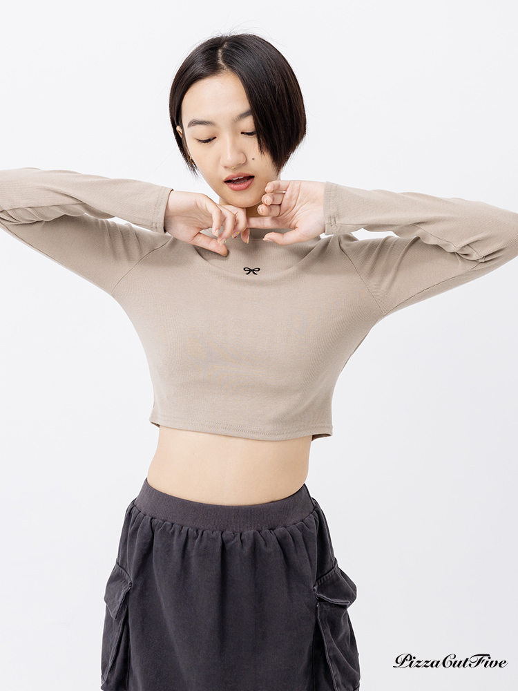 [SALE]小蝴蝶結刺繡長袖T恤 ThePeacePiece TPP243423004